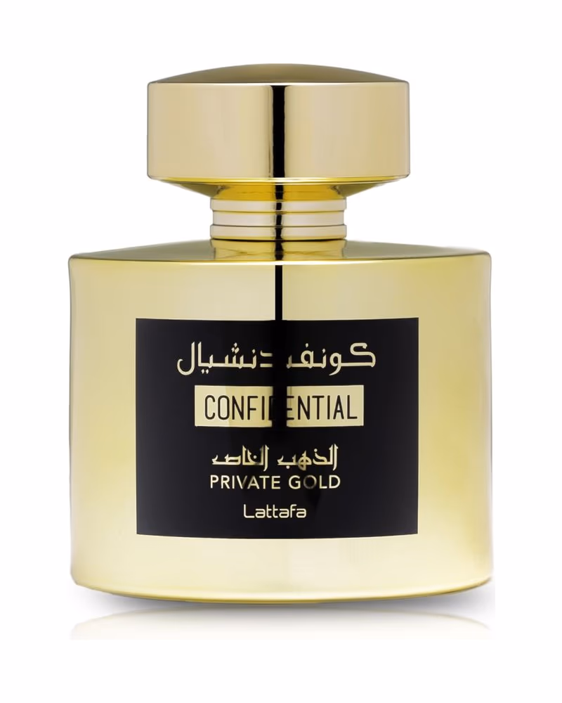 Lattafa Confidential Gold, frasco de 100 ml